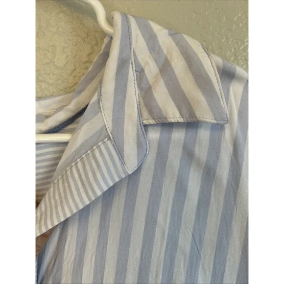 Womens Top JANE AND DELANCEY blue white striped rayon collared cap slv tunic 2X - Picture 4 of 7